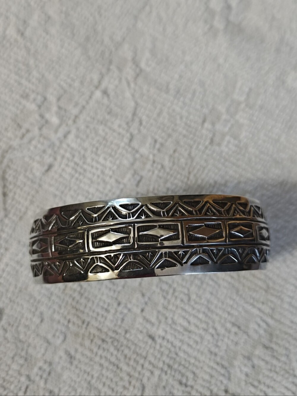 Classic Sterling Navajo Made Etched Cuff Bracelet